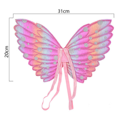 Kids Wings Wands Butterfly Rainbow Wings For Girls Princess Fairy Wings Children Halloween Cosplay Costume — detail