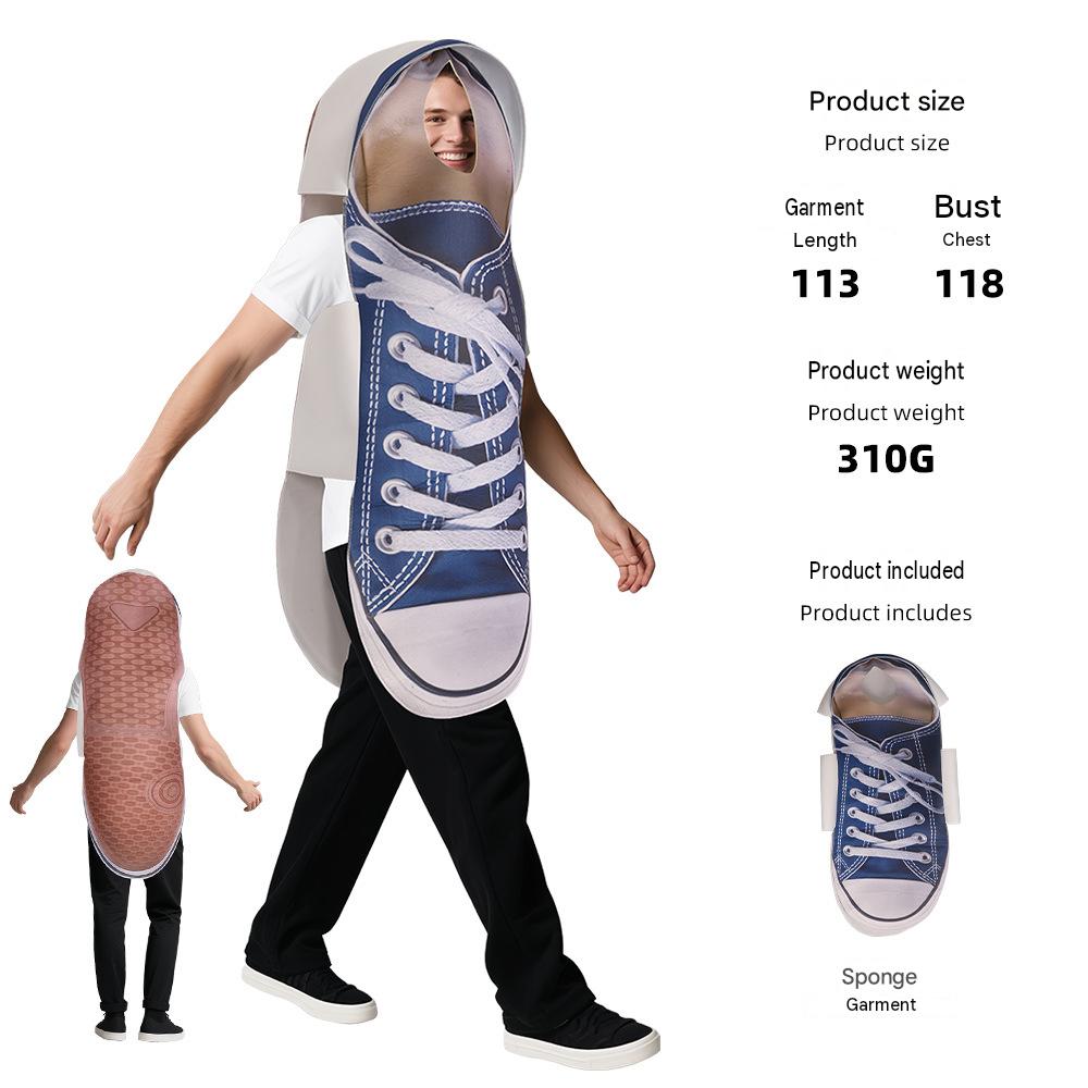 New Halloween Couples Canvas Shoes Cosplay Outfit Prank Party Costume Performance Wear — back view