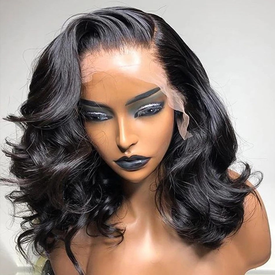 Black Lace Part Wig - Women's Natural Side-Part Hair