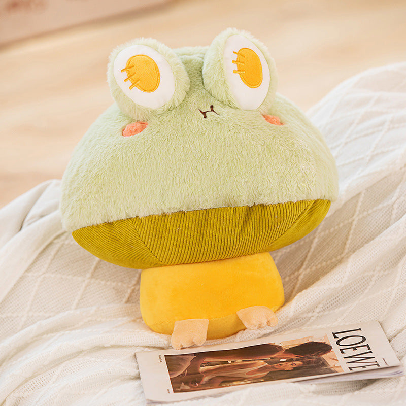 Mushroom Frog Plush Doll Pillow — back view
