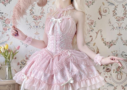 Dark Goth Doll Lolita Halter Dress — side view