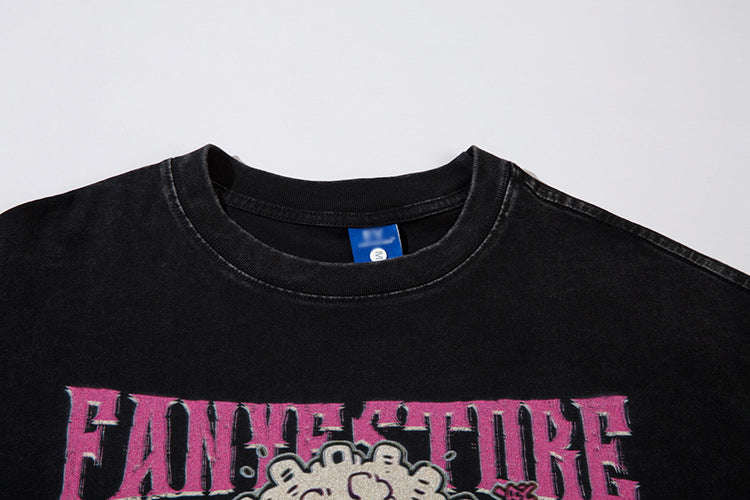 Cartoon Anime Print Distressed T-shirt For | Magic Stories
