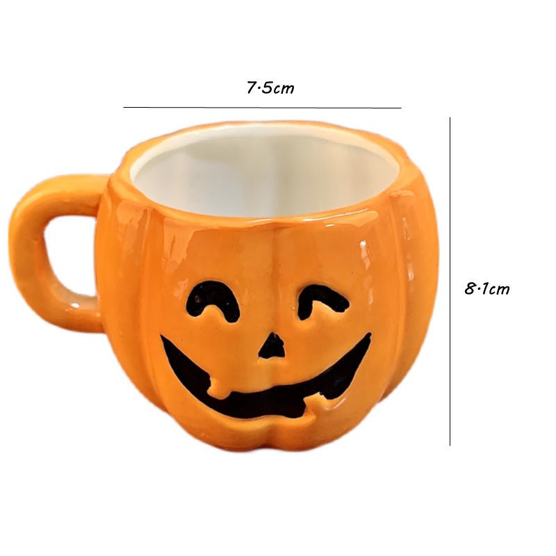 Ceramic Halloween Pumpkin Mug — side view