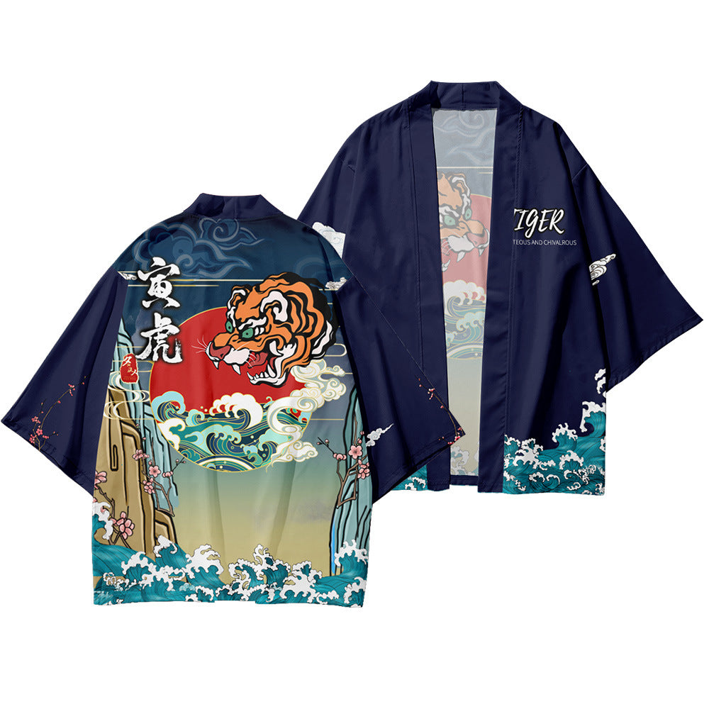 Tiger Print Cosplay Red Shirt Traditional Haori Kimono Women — packaging