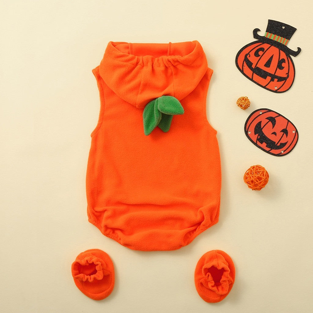 Baby Pumpkin Halloween Costume — back view