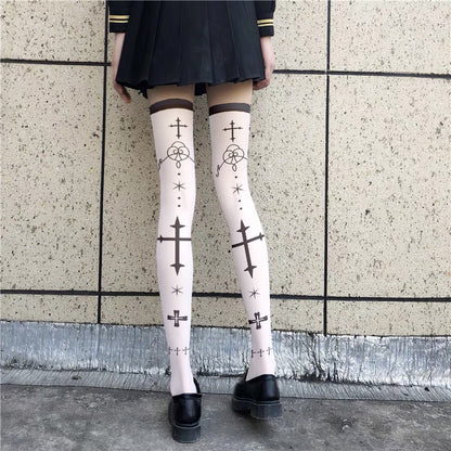 Printed Stockings Thin Female Lolita Over | Magic Stories