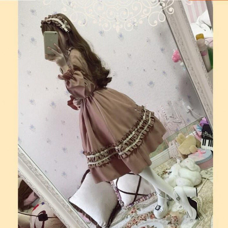 Gothic Vintage Lolita Dress Women Japanese Style Palace — back view