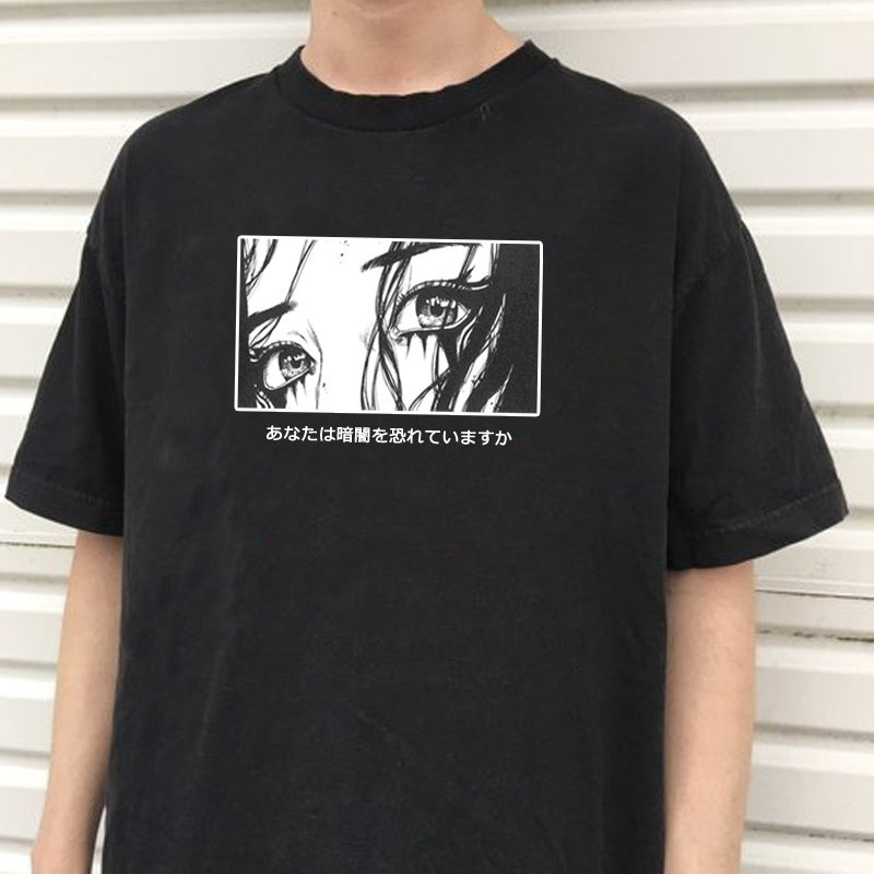 Ladies summer cartoon anime print T-shirt — detail