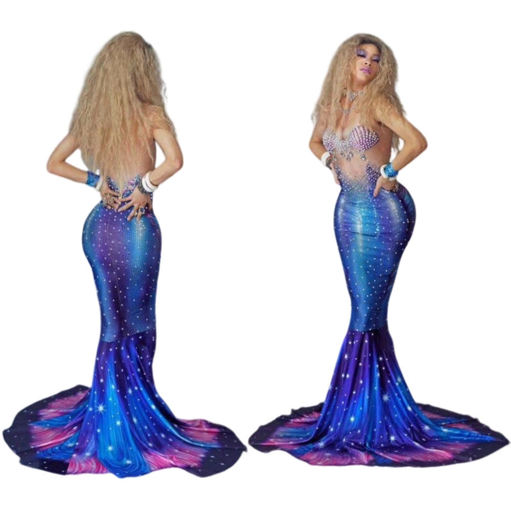 Mermaid Costume Blue Piranha Female Singer | Magic Stories