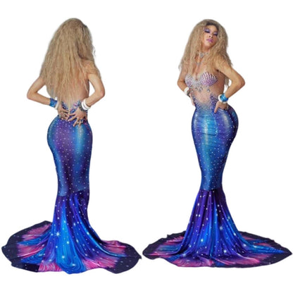 Mermaid Costume Blue Piranha Female Singer | Magic Stories