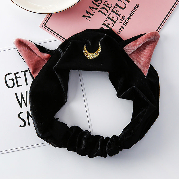 Beautiful girl cat ears series hair band wash face makeup yoga hair band headband — packaging