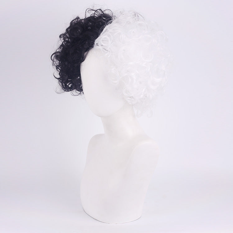 Yin Yang Head Black And White Anime Wig — back view