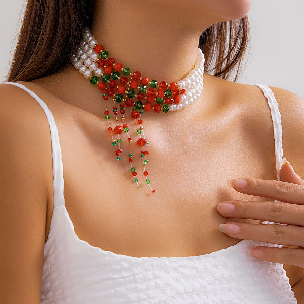 Women's Gothic Pearl Necklace — detail