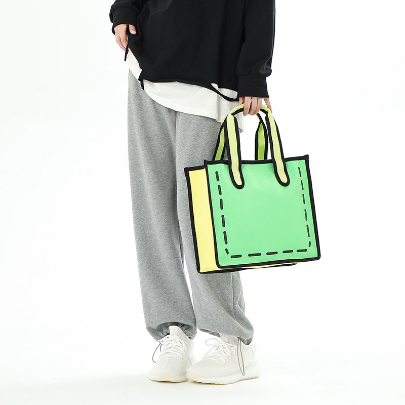 Cartoon Anime Girl Canvas Bag — side view