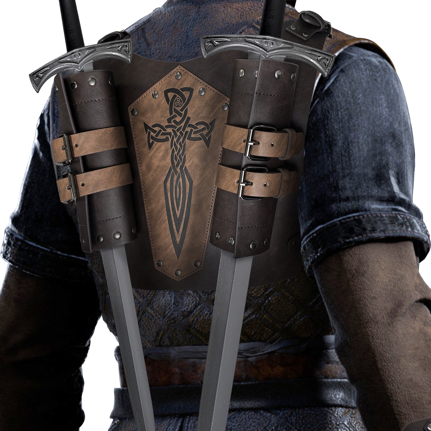 Medieval Strap Large Double Sword Set Retro COSPLAY Props