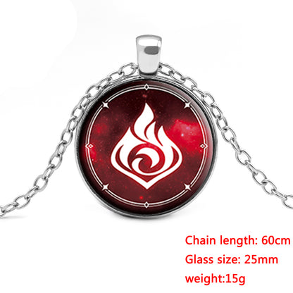 Genshin Impact Glow In The Dark Necklace Glass Pendant Luminous Necklaces — detail
