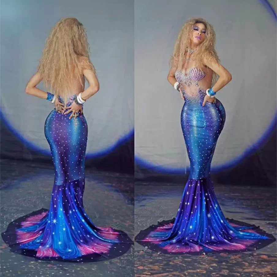 Mermaid Costume Blue Piranha Female Singer | Magic Stories