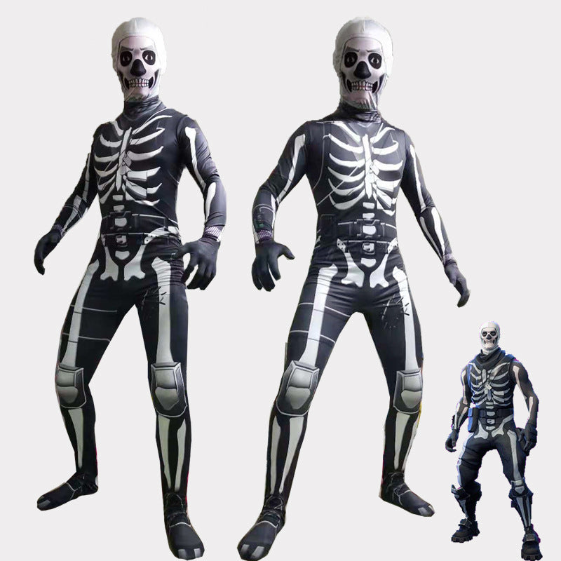 Halloween Skeleton Costume Scary Skeleton Skull Costume Jumpsuit Carnival Party Clothing — detail