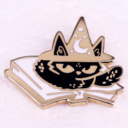 Book And Cup Hard Enamel Pin Fantasy Novel Badge — detail