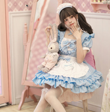 Japanese-style Soft And Adorable Maid Outfit Cute And Sweet Pink Maid Uniform Set Perfect For Cosplay — back view