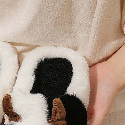Cow Cotton Slippers Winter Plush Household — back view