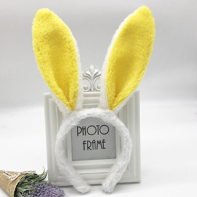 Plush Bunny Ears Headband Headdress — side view