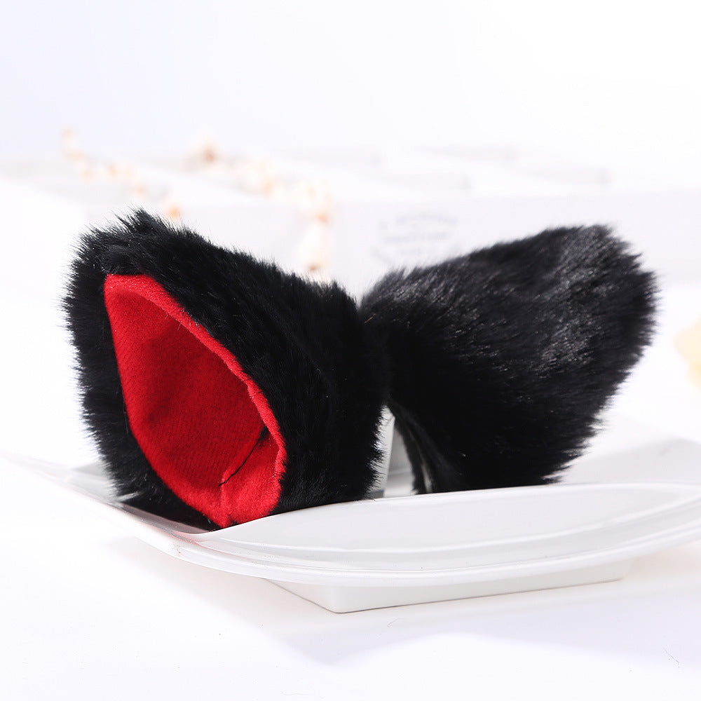 Anime cat ear hairpin — in use