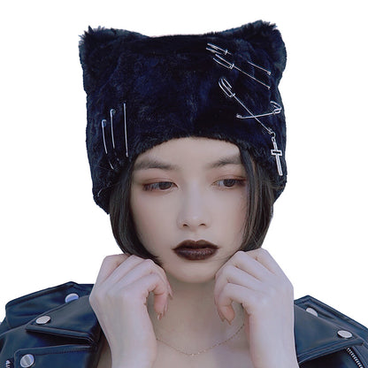 Original Handmade Plush Cat Ears Plush Hat — side view