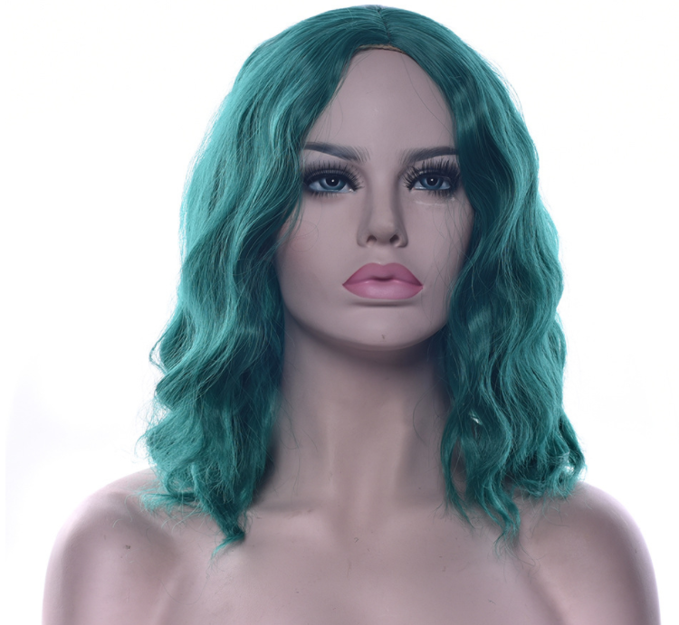 Black Short Curly Hair Cap, High Temperature Silk Short Hair Cosplay Wig Headgear — scale reference