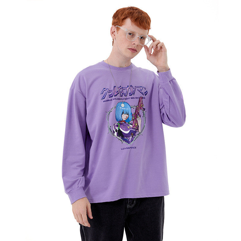 Anime Print T-shirt Men And Women Couple Long-sleeved Loose Casual Bottoming Top — packaging