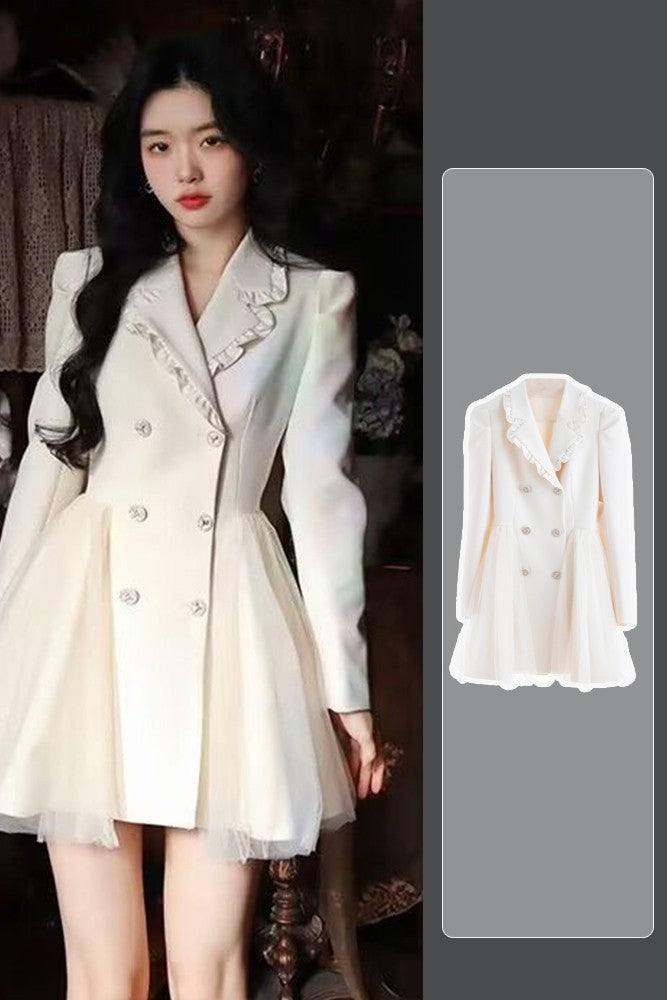Pengpeng White Suit Dress Waist Up Fairy Short Skirt — side view