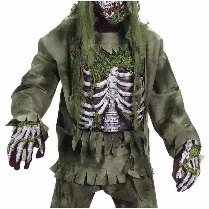 Rough Green General Suit Skeleton Ghost Cosplay Clothes Halloween Party Costume Horror Zombie Ghost — packaging