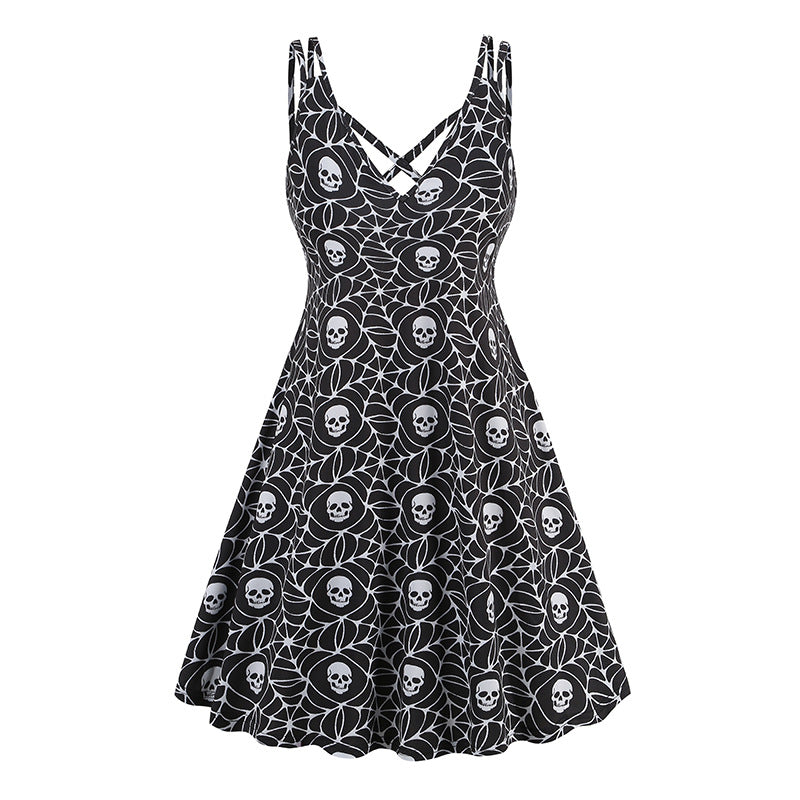 V-neck Strap Halloween Printed Pumpkin | Magic Stories