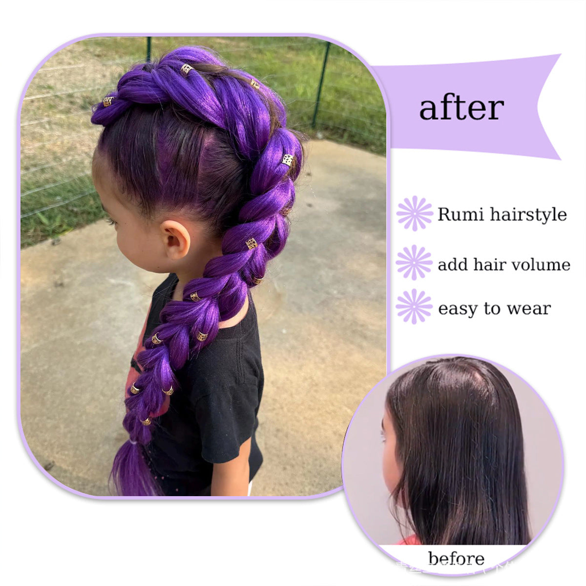 Cross-border Foreign Trade European And American Wigs, Witch Hunt Team, Rumi Ponytail, Colorful Elastic Rope — packaging
