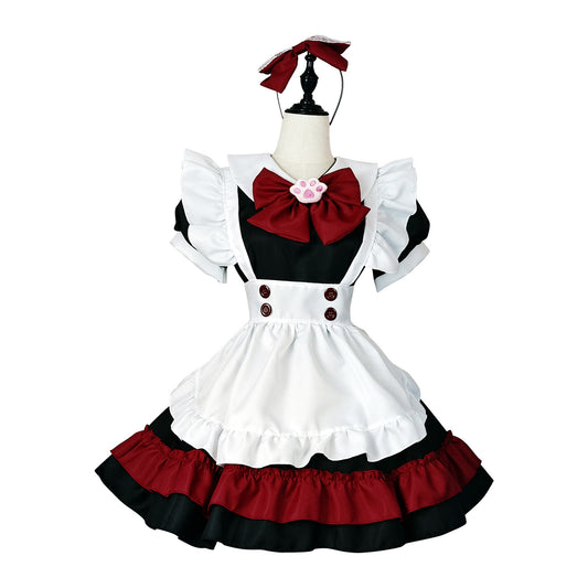Lolita Gothic Black Red Maid Anime Cosplay Costume