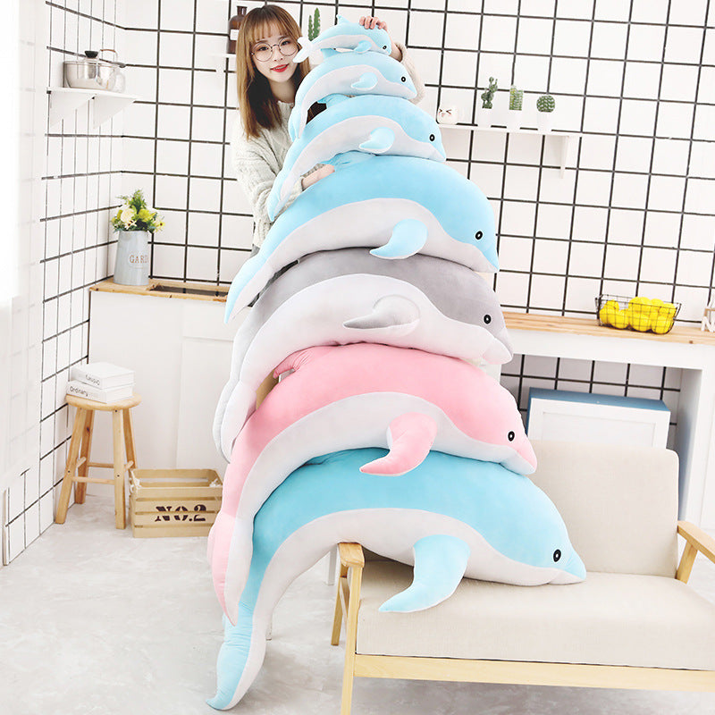 Dolphin plush play — back view