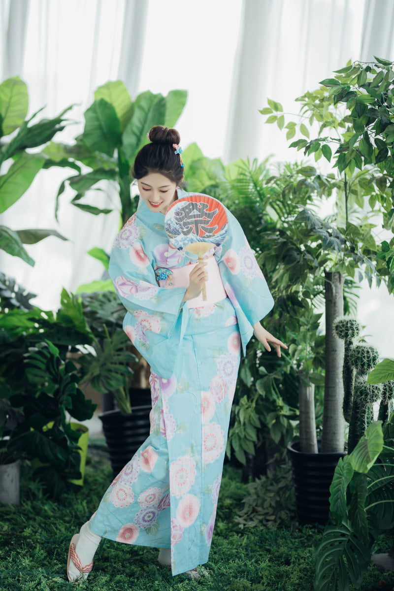 Japanese Kimono Female Komon Formal Dress Tradition — back view