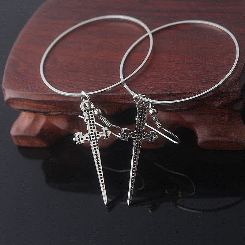 Silver Sword Earrings Dark Witch Pendant Gothic Antique Sword Earrings Ladies — packaging
