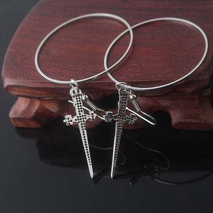 Silver Sword Earrings Dark Witch Pendant Gothic Antique Sword Earrings Ladies — packaging