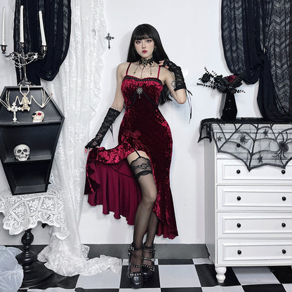 Christmas Gothic Dark Ruffle Lace Dress | Magic Stories