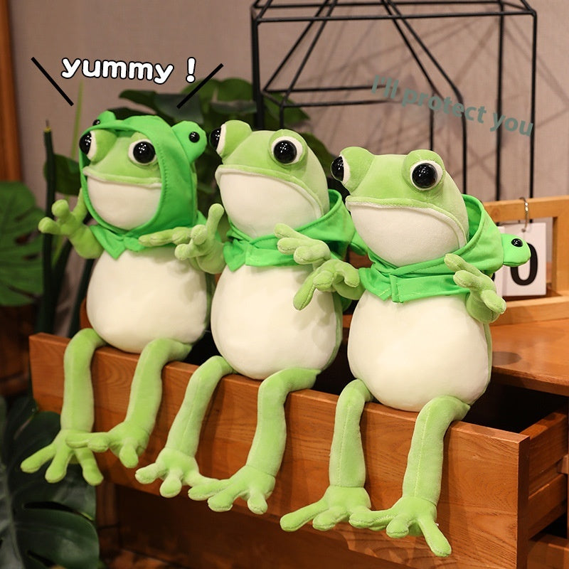Creative Cloak Frog Doll Pillow Plush Toy — detail