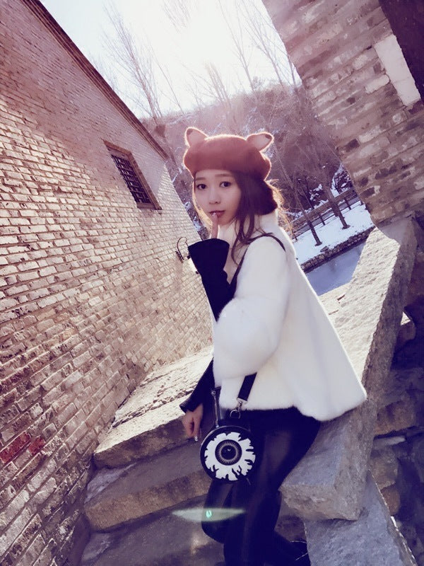 Fox ears beret — back view