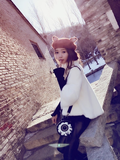 Fox ears beret — back view