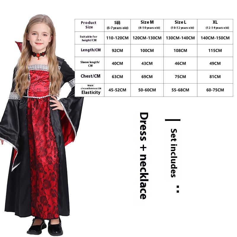 Halloween Witch Vampire Costume Horror Skull Dress Up Performance — back view