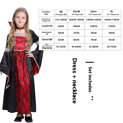 Halloween Witch Vampire Costume Horror Skull Dress Up Performance — back view