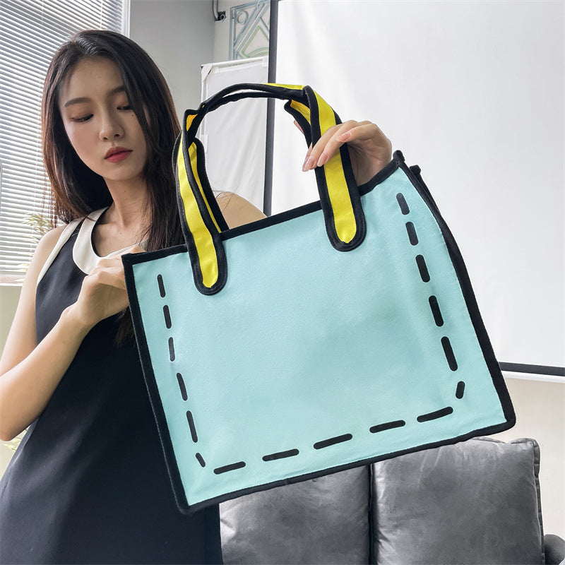Cartoon Anime Girl Canvas Bag — in use