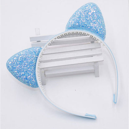 Cat Ears Headband Fine Sequins Cartoon — back view