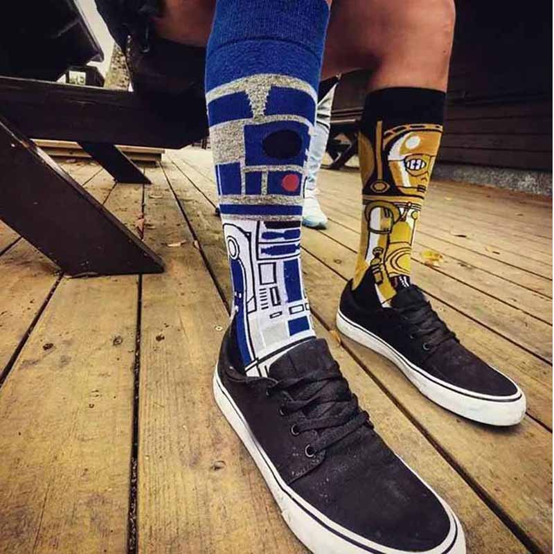 Star Wars Yoda & R2-D2 Cosplay Crew Socks - Novelty — back view