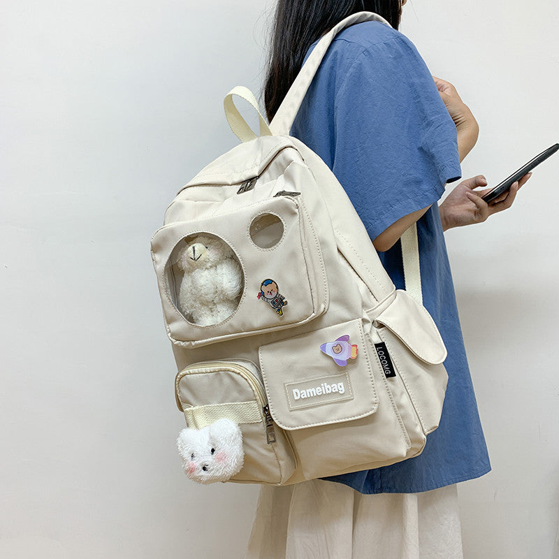 Korean Fashion Harajuku Girl Bear Backpack — side view