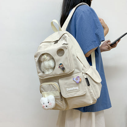 Korean Fashion Harajuku Girl Bear Backpack — side view